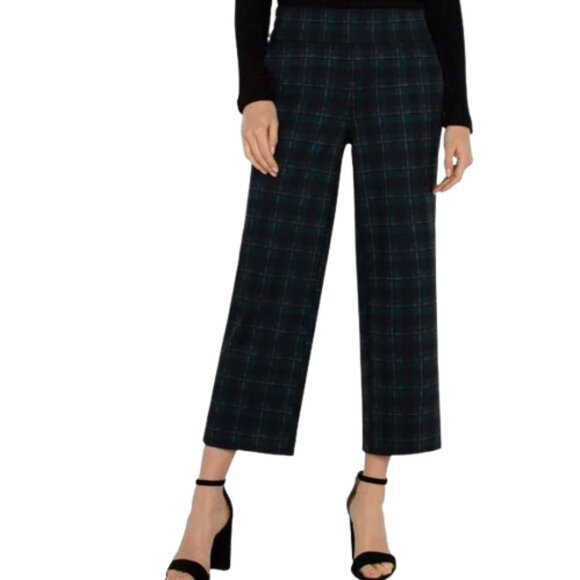 Liverpool Mabel Pull-On Crop Straight Pants Women's XS PETITE Tartan Plaid NWT - Picture 1 of 10